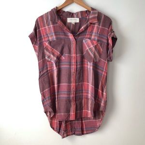 Cloth & Stone Plaid Button Down Short Sleeve Shirt